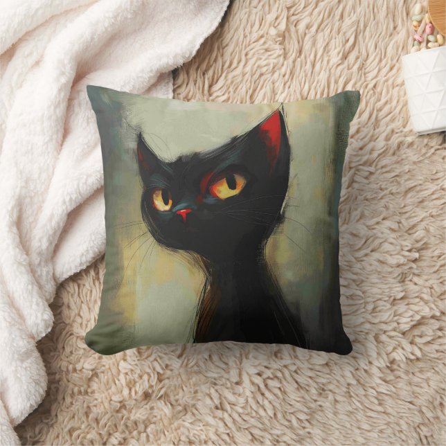  Knowing Black Ninja Cat  Throw Pillow (Blanket)