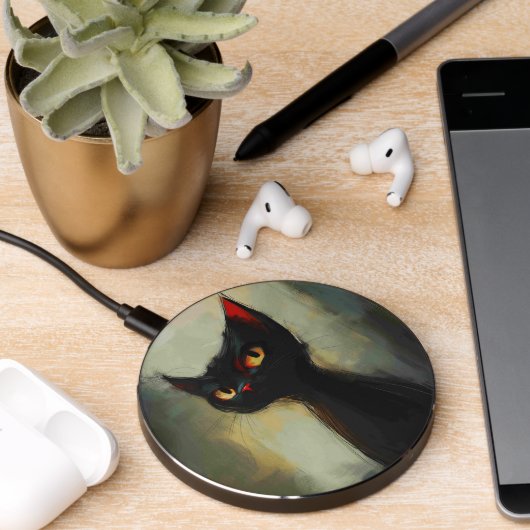 Knowing Black Ninja Cat Wireless Charger (Desk 2)