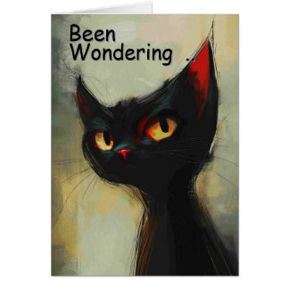 Knowing Black Ninja Cat Wondering Cards