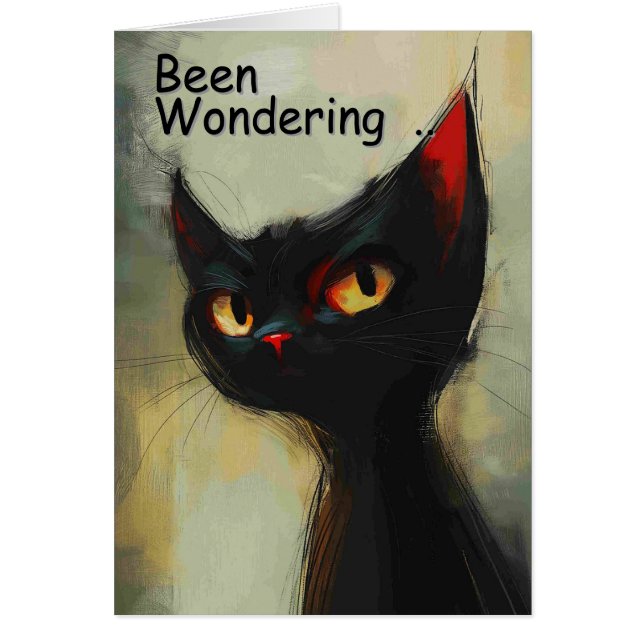  Knowing Black Ninja Cat Wondering  Cards (Front)