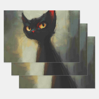 Knowing Black Ninja Cat Wrapping Paper Sheets