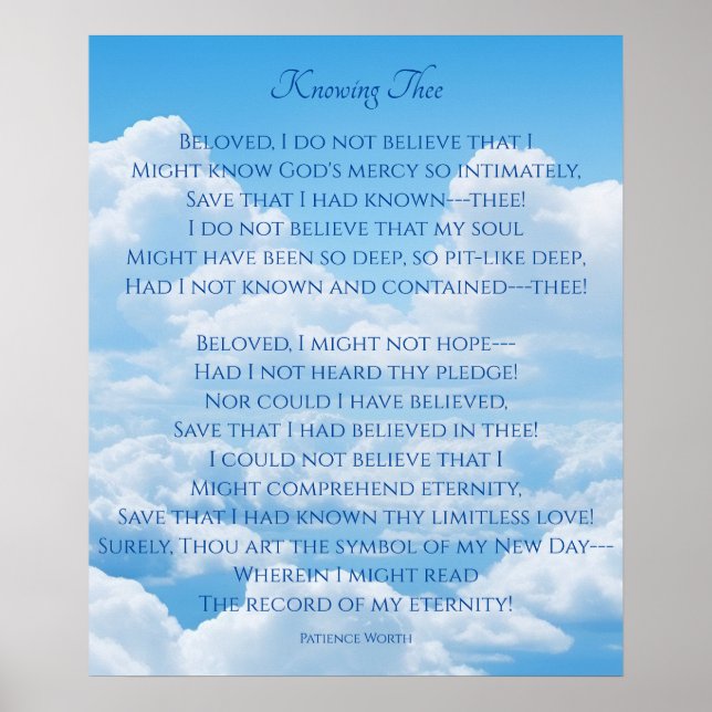 Knowing Thee Christian Poem Poster (Front)
