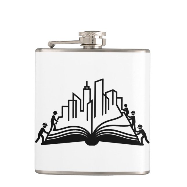 Knowledge builds cities book  flask (Front)