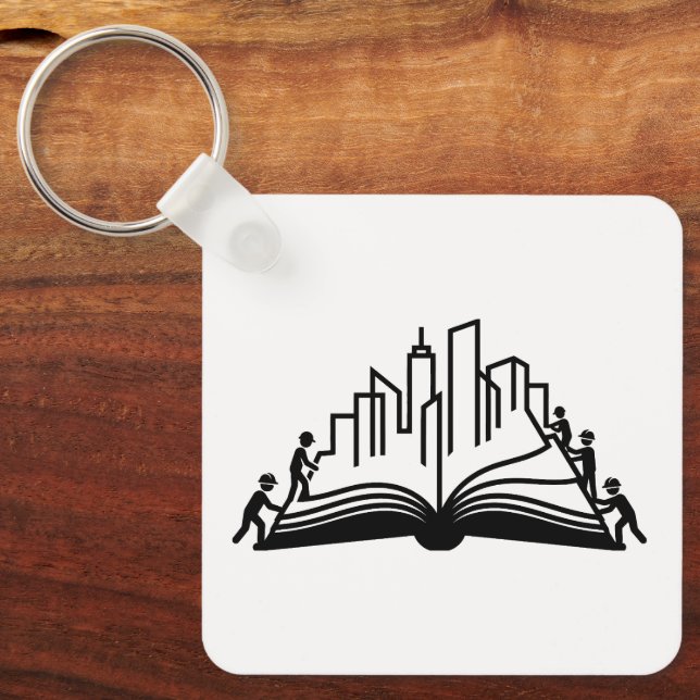 Knowledge builds cities book  keychain (Front)