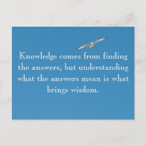 Knowledge comes from postcard