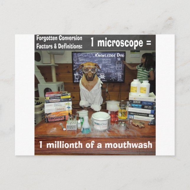 Knowledge Dog Forgotten Conversions Microscope Postcard (Front)