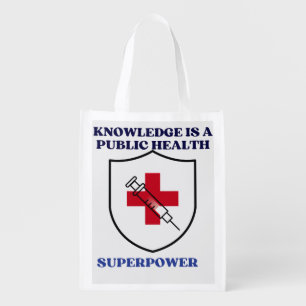 Knowledge Is a Public Health Superpower Grocery Bag