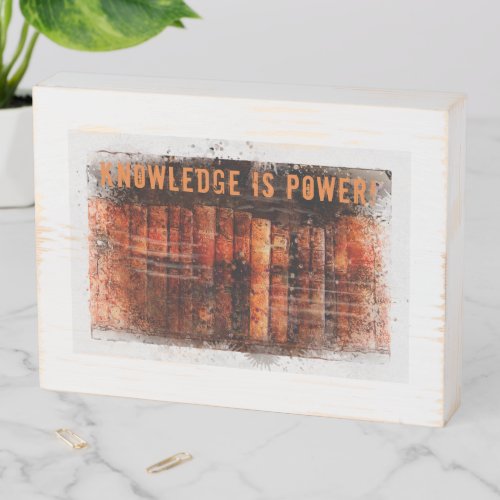 Knowledge is Power _ Antique Books Wooden Box Sign
