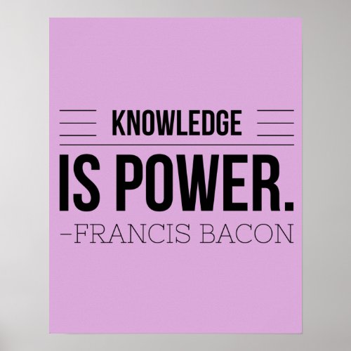 Knowledge Is Power Francis Bacon Motivation Quote Poster