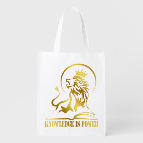 Knowledge is power gold black _09_22 T_Shirt Grocery Bag