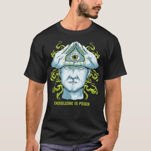 Knowledge Is Power Illuminati Pyramid Allseeing Ey T_Shirt