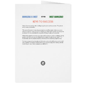 KNOWLEDGE IS SWEET AFFIRMATION CARD