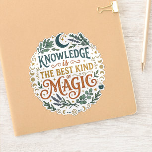 Knowledge is the Best Kind of Magic Book Moon Sticker