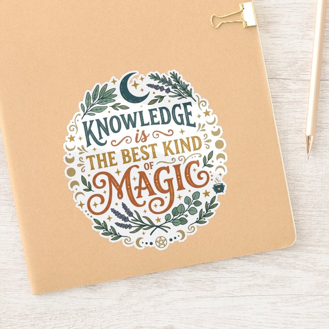 Knowledge is the Best Kind of Magic Book Moon Sticker (Notebook)