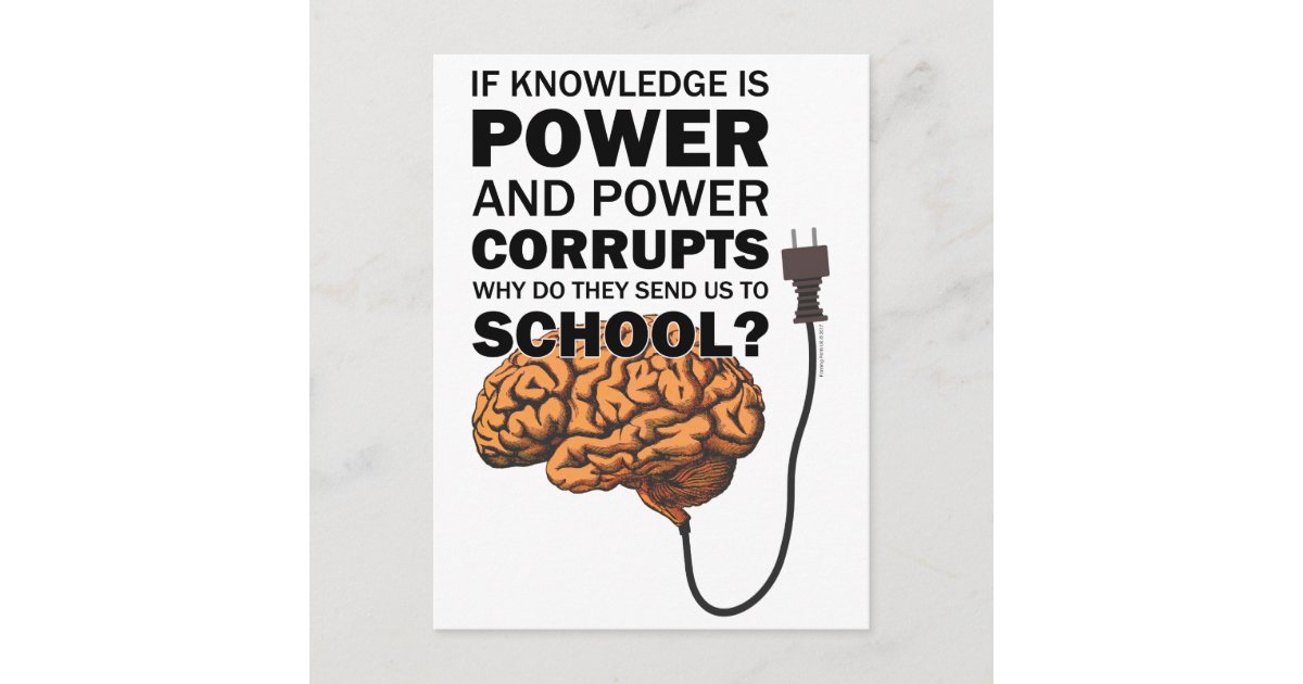 Knowledge Power Funny Quote Ironic Meme Brain Postcard | Zazzle