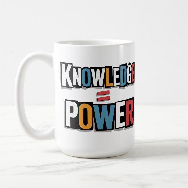 Knowledge = Power – Ransom Letter Collage Coffee Mug (Left)
