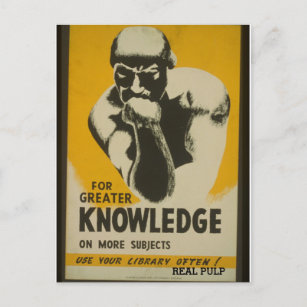 Knowledge- REAL PULP- Public domain- Library visit Postcard