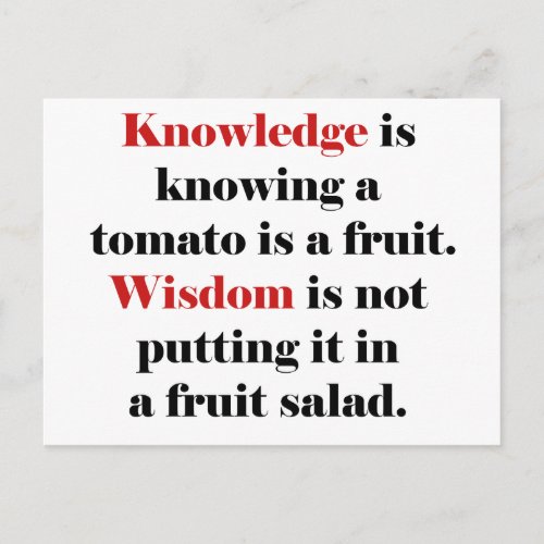 Knowledge vs Wisdom Tomato Edition Postcard