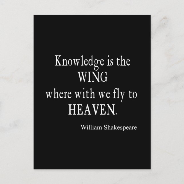 Knowledge Wing Fly to Heaven Shakespeare Quote Postcard (Front)