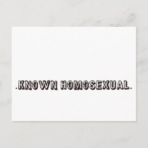 Known Homosexual Postcard
