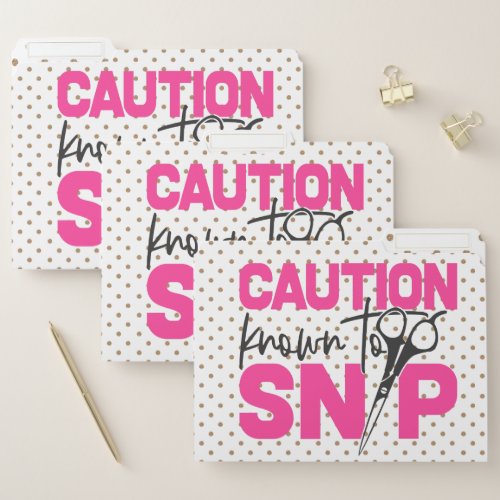 Known to snip funny hairdresser scissors polka dot file folder