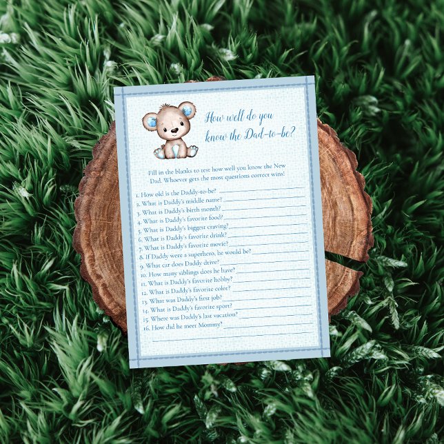 Knows Daddy Best Cute Brown Bear Baby Game Card (Creator Uploaded)