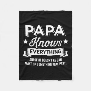Knows Everything For Grandpa Fathers Day Birthday Fleece Blanket