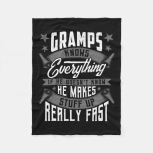 Knows Everything Funny Gramps Fathers Day Gifts  Fleece Blanket