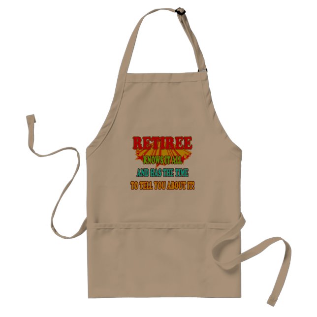 Knows It All Retiree Adult Apron (Front)
