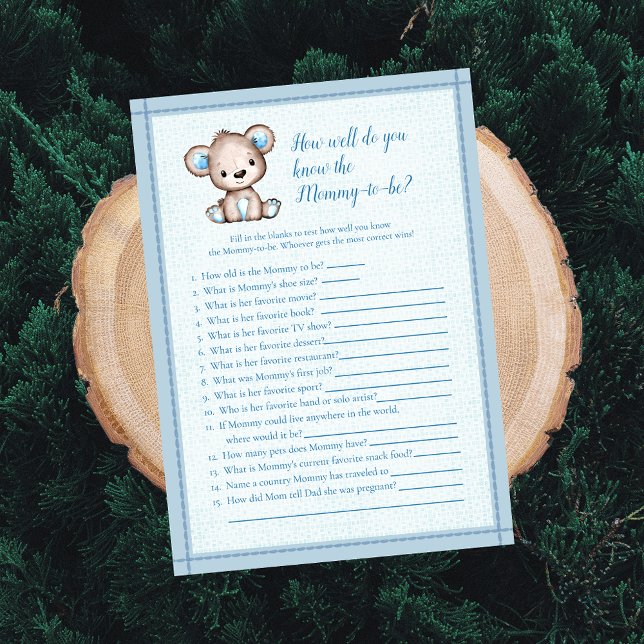 Knows Mommy Best Cute Brown Bear Game Card (Creator Uploaded)