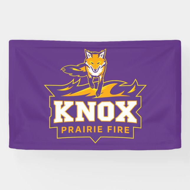 Knox Blaze The Fox Mascot & Prairie Fire Banner (Horizontal)