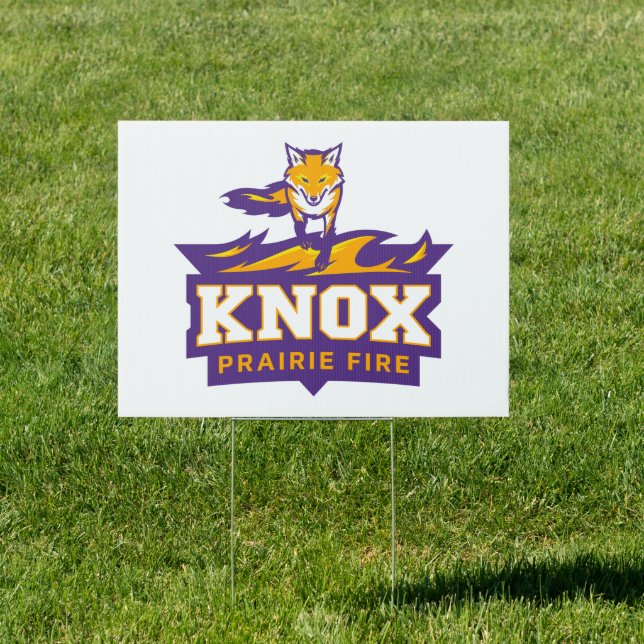 Knox Blaze The Fox Mascot & Prairie Fire Sign (Insitu)