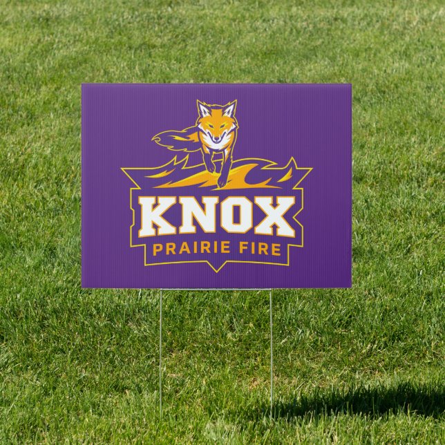 Knox Blaze The Fox Mascot & Prairie Fire Sign (Insitu)