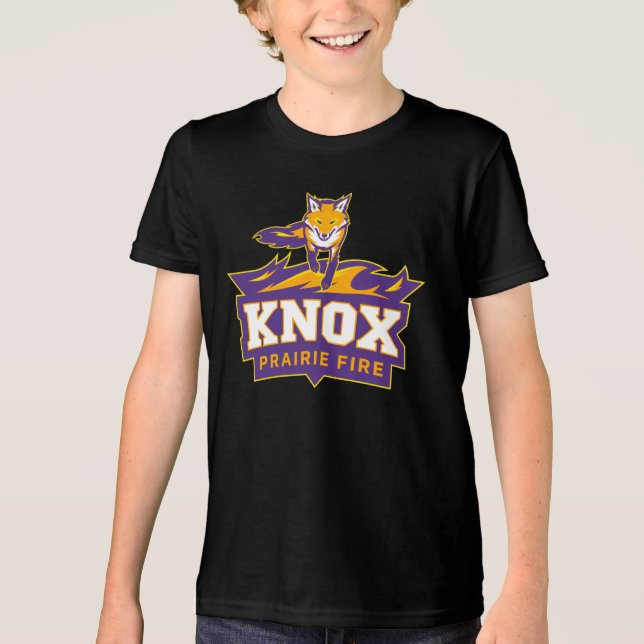 Knox Blaze The Fox Mascot & Prairie Fire Tri-Blend Shirt (Front)