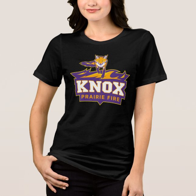 Knox Blaze The Fox Mascot & Prairie Fire Tri-Blend Shirt (Front)