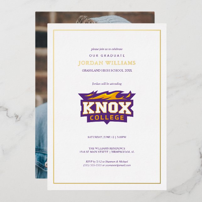 Knox College Graduation Foil Invitation (Front/Back)