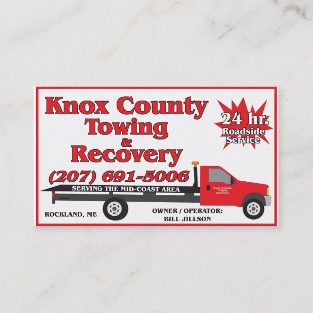 Knox County Towing Business Card (Front)