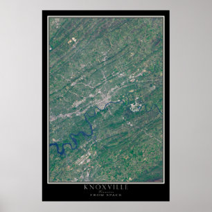 Knoxville Tennessee From Space Satellite Map Poster