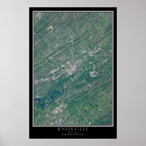 Knoxville Tennessee From Space Satellite Map Poster