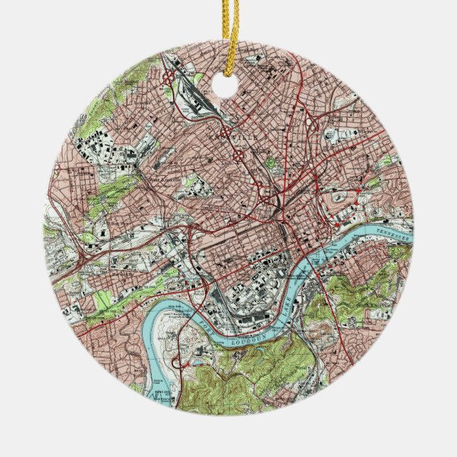 Knoxville Tennessee Map (1978) Ceramic Ornament (Front)