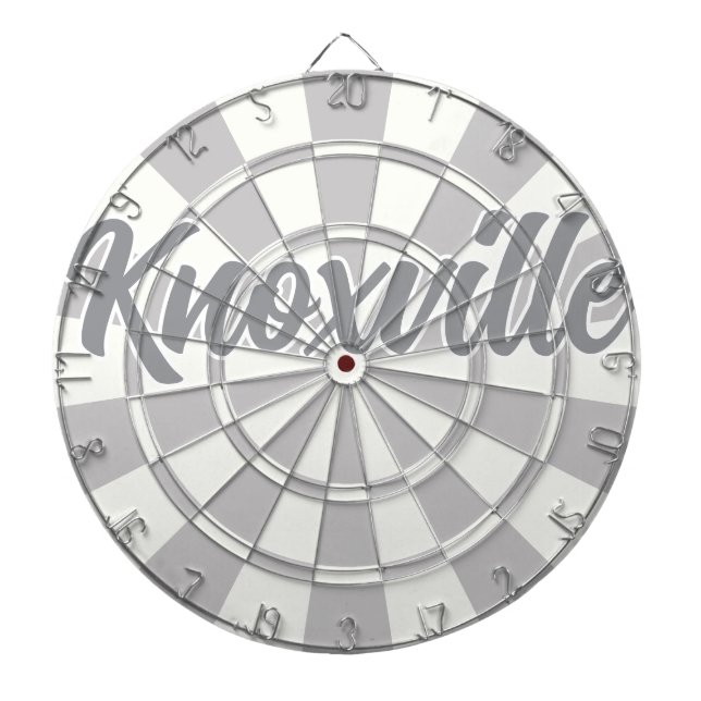Knoxville TN Gray And White editable text Dart Board (Front)