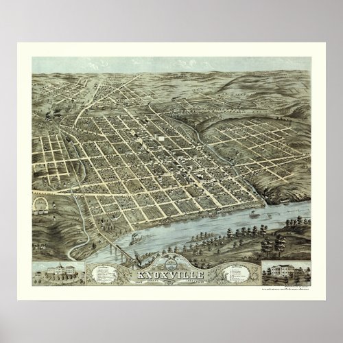 Knoxville TN Panoramic Map _ 1871 Poster