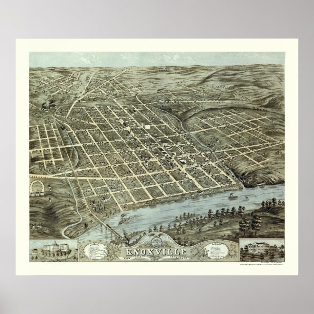 Knoxville, TN Panoramic Map - 1871 Poster (Front)