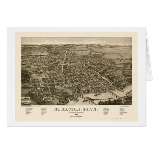 Knoxville, TN Panoramic Map - 1886 Cards (Front Horizontal)