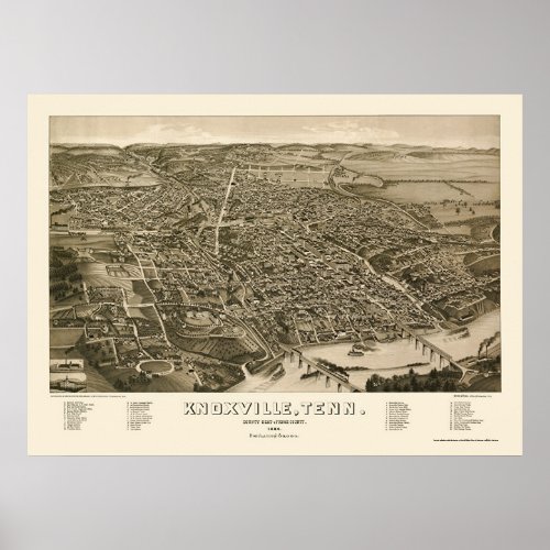 Knoxville TN Panoramic Map _ 1886 Poster