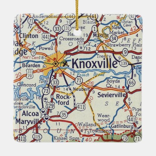 Knoxville Vintage Map Ceramic Ornament