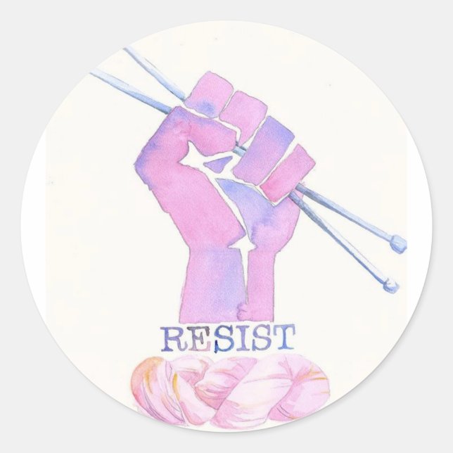 Kntting power fist with RESIST Classic Round Sticker (Front)