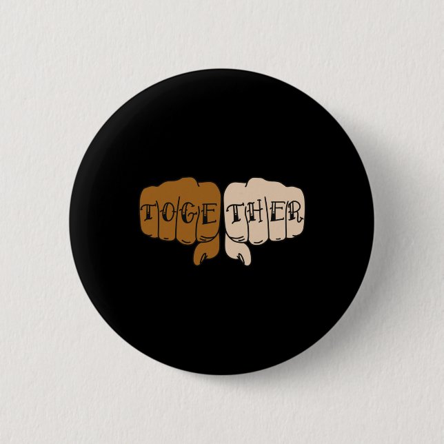 Knuckle Tattoo Fist Sticker- Together Sticker1  Button (Front)