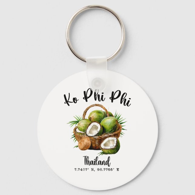 Ko Phi Phi Coconut Thailand Tropical Koh Island Gp Keychain (Front)