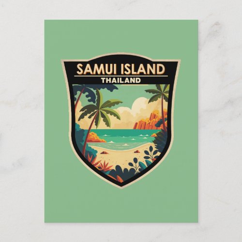 Ko Samui Island Thailand Travel Art Badge Postcard